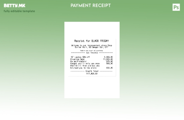 потврда во модерен стил за шаблон за проверка на плаќање во црниот петок